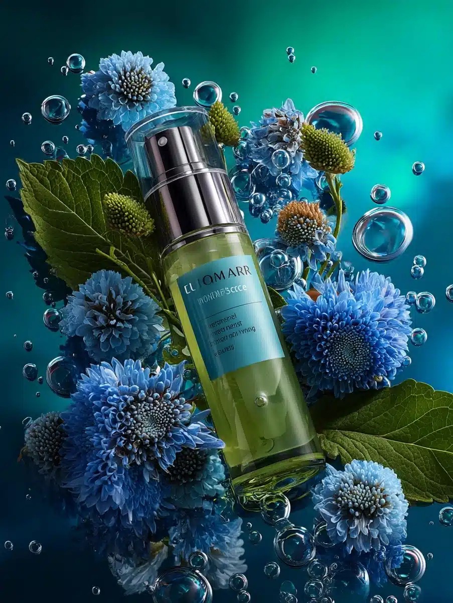 Skincare Bottle with Flowers