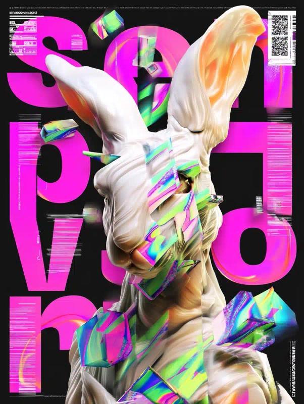 Glitch Rabbit Poster Design