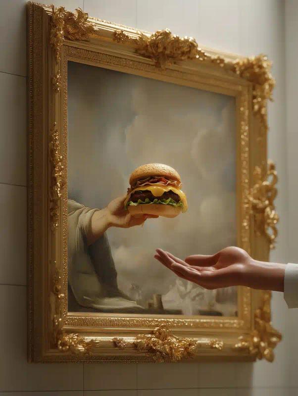 Baroque Frame with Cheeseburger