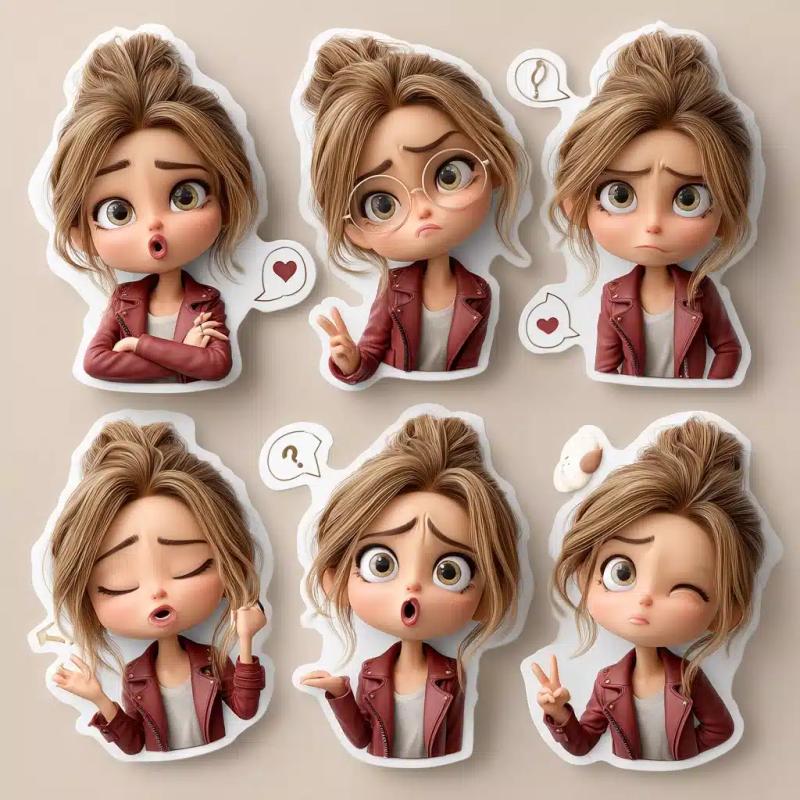 3D Kawaii Character Stickers