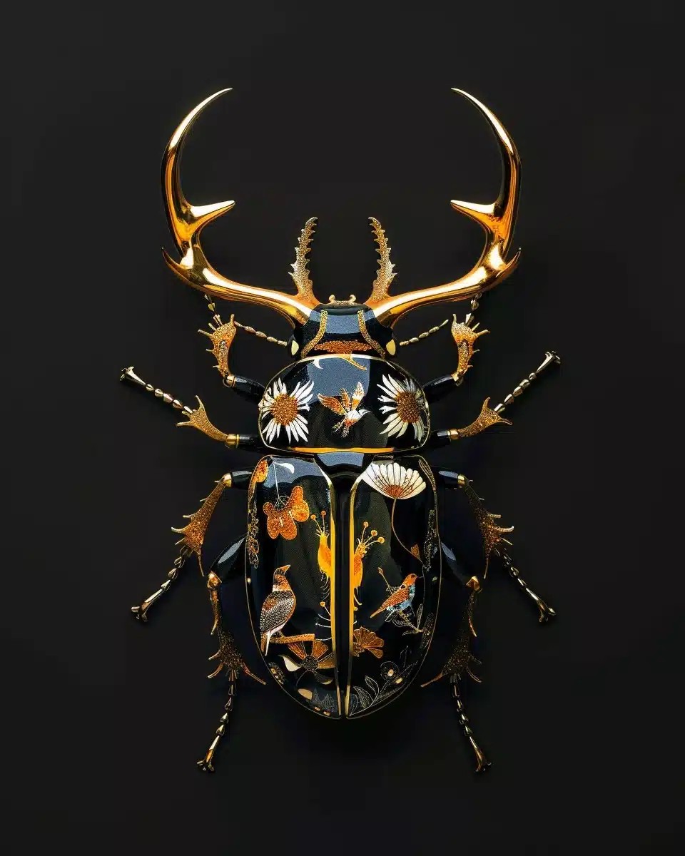 Hyperrealistic Beetle with Motifs