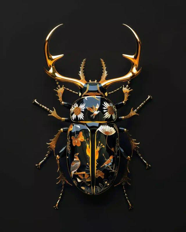 Hyperrealistic Beetle with Motifs
