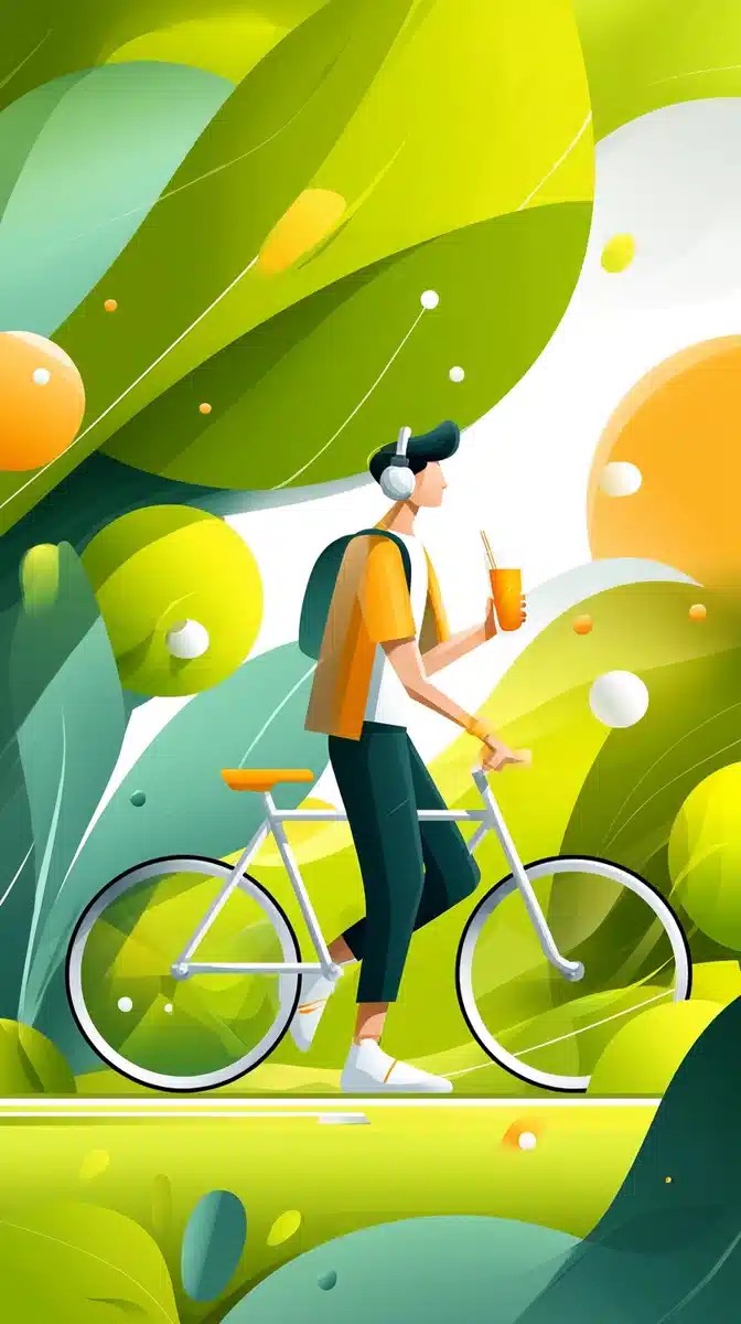 Sporty Boy on Bicycle