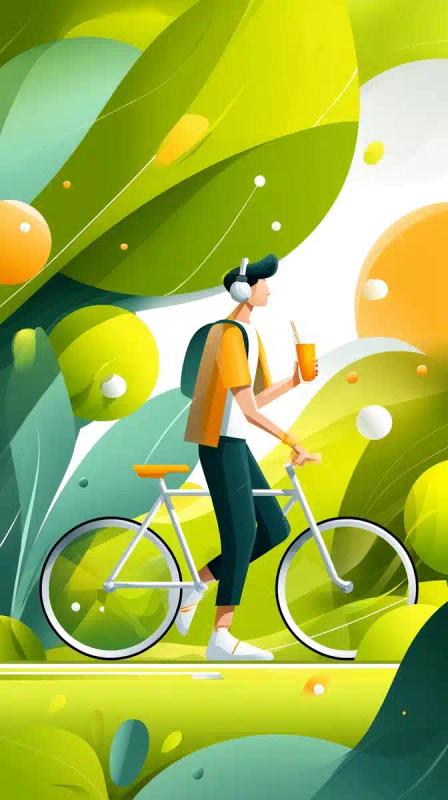 Sporty Boy on Bicycle