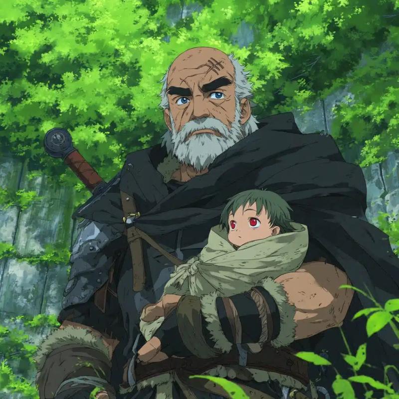 Anime Webtoon Warrior with Baby