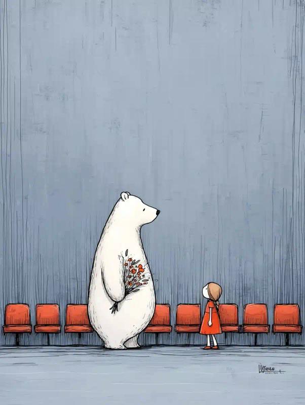 Bear with Flowers Illustration