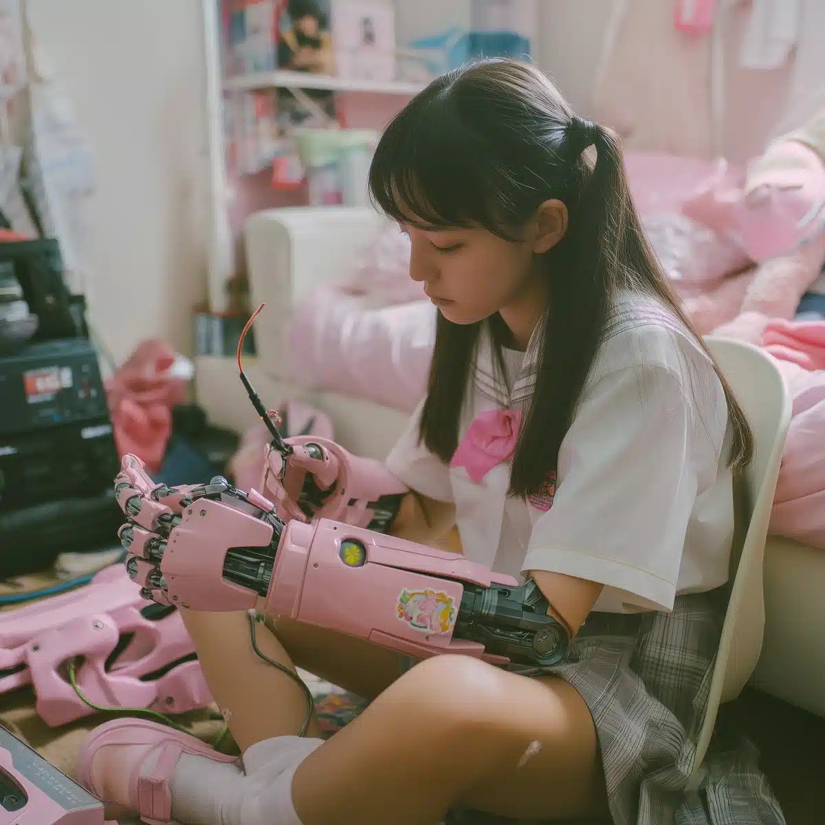 Candid Cyborg Schoolgirl Repair