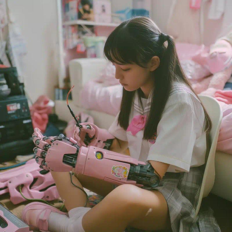 Candid Cyborg Schoolgirl Repair