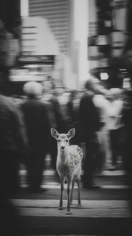 Fawn at Urban Intersection