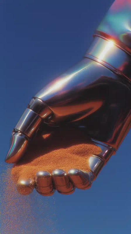 Robot Arm with Gold Sand