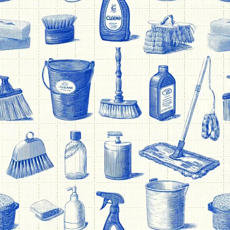 Navy Line-Drawing Cleaning Tools