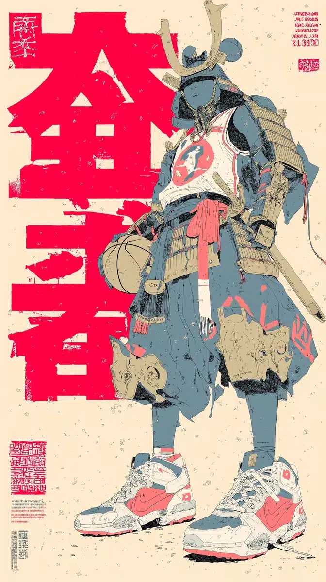 Samurai Basketball Player Poster