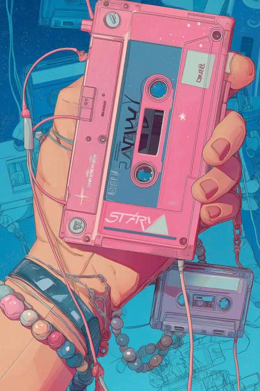 Cartoon Walkman with Tapes