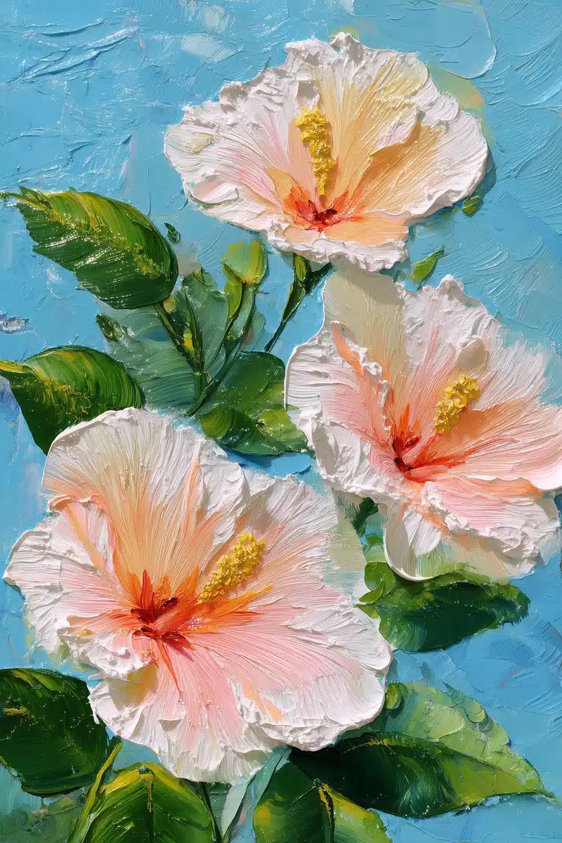 Iridescent Hibiscus Oil Painting