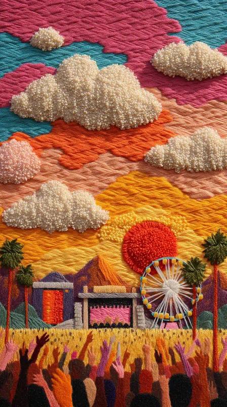 3D Embossed Coachella Scene