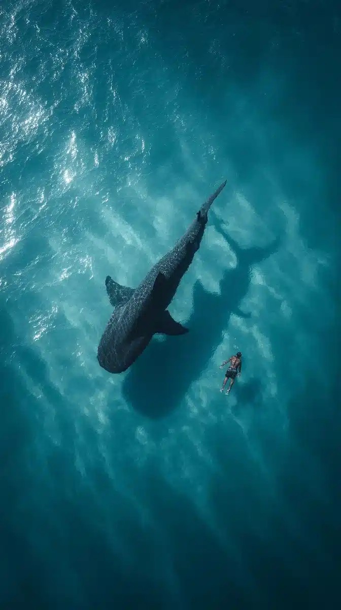 Realistic Shark Stalking Swimmer