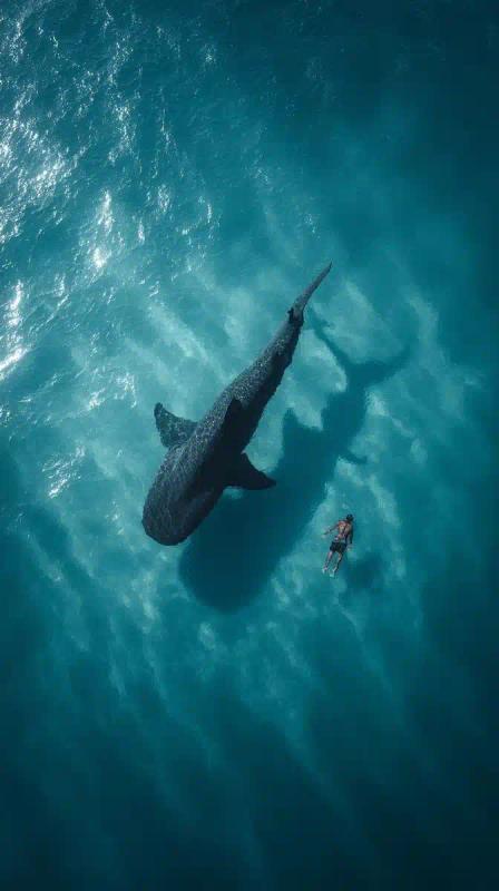 Realistic Shark Stalking Swimmer