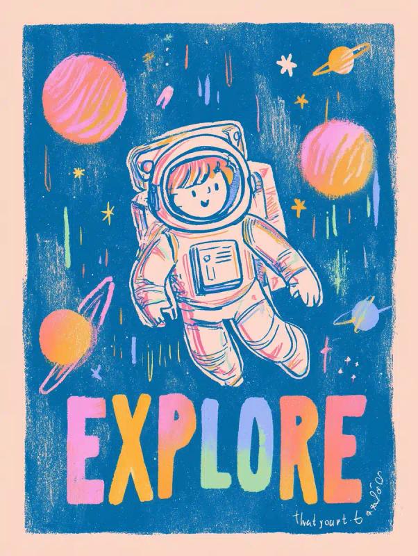 Pastel Astronaut in Space