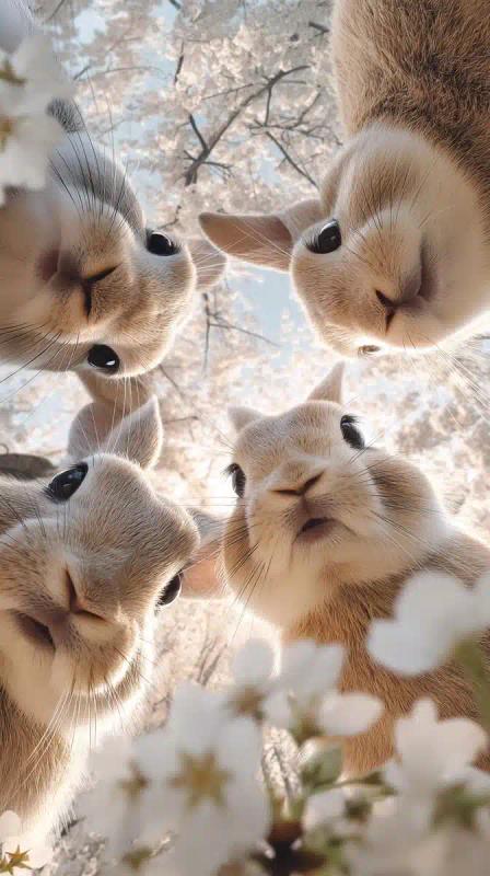 Rabbits Among Cherry Blossoms