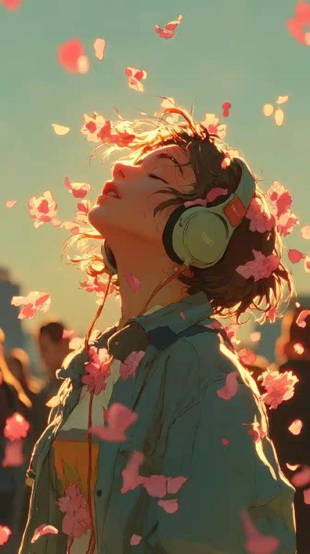 Pastel Girl with Headphones
