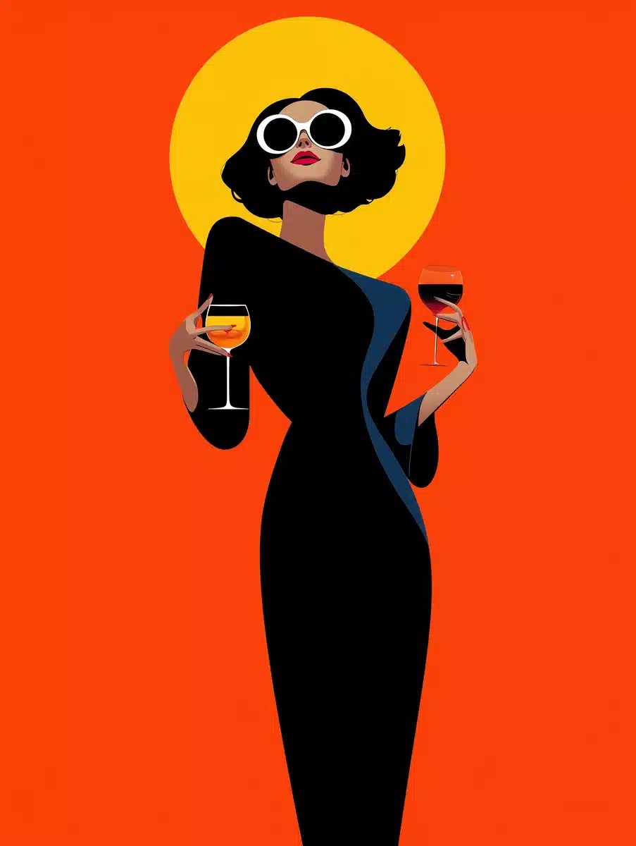 Elegant Woman with Wine