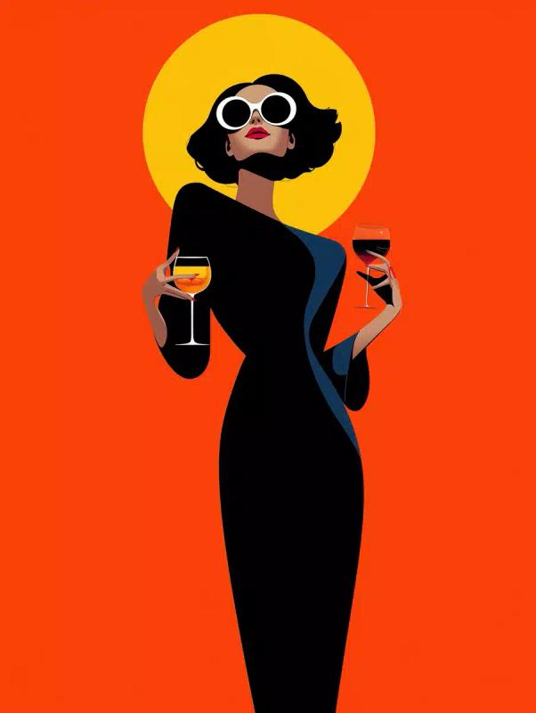 Elegant Woman with Wine