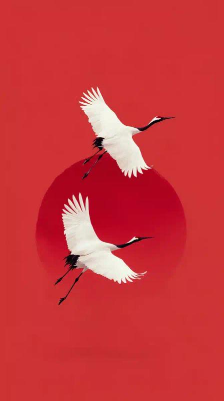 Minimalist Cranes and Sun