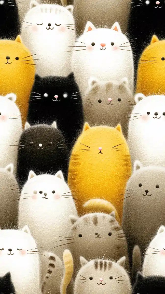 Whimsical Watercolor Cat Wall