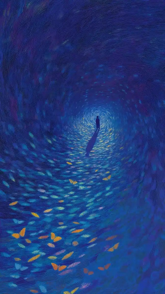 Surreal Butterflies in Tunnel