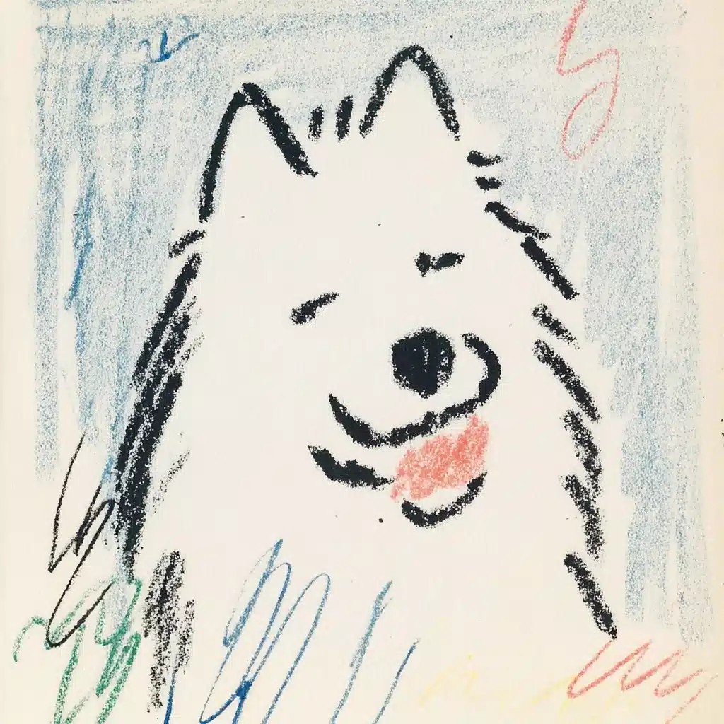Hand-Drawn Samoyed Close-Up