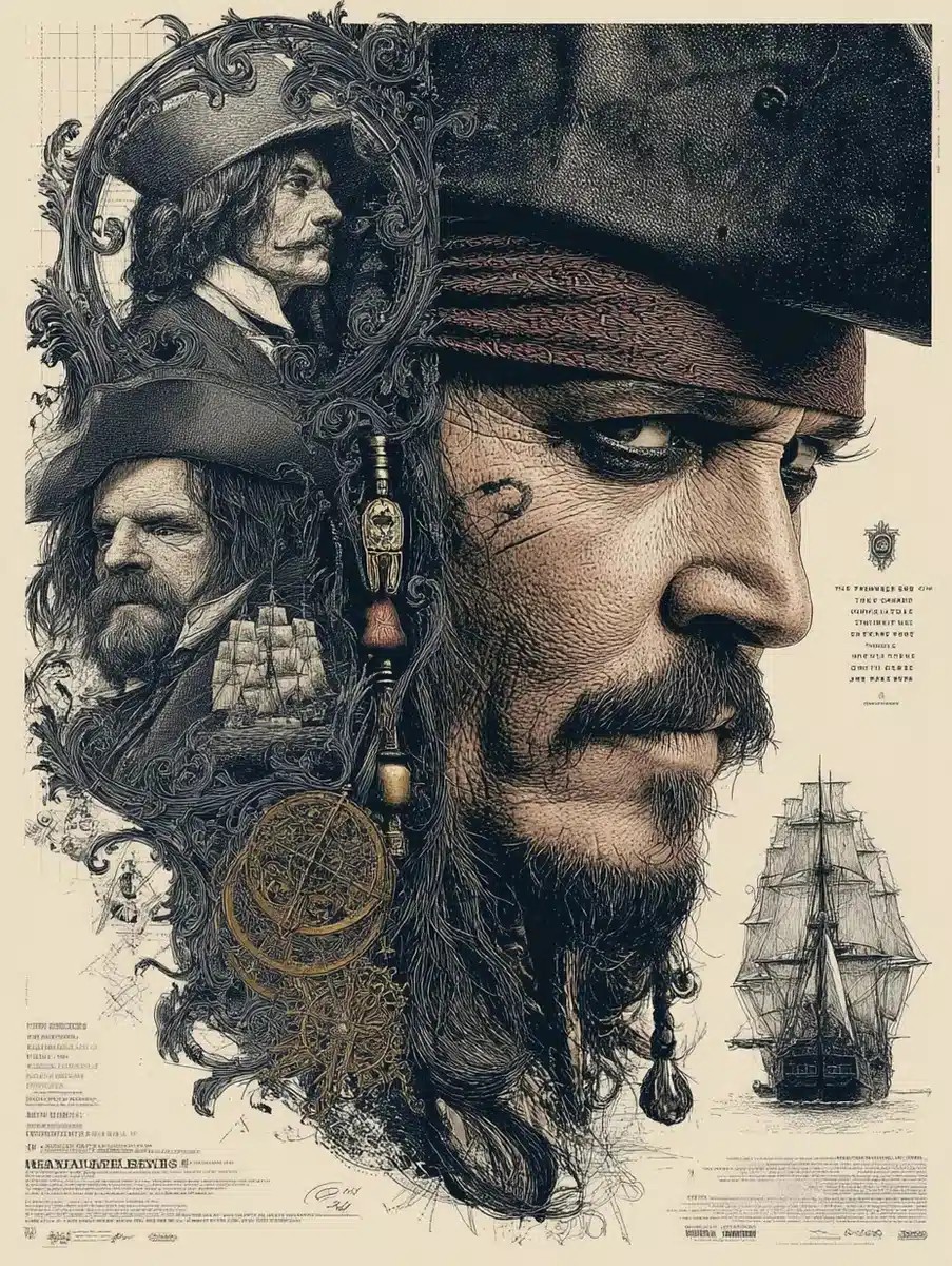 Vintage Woodcut Pirates Poster