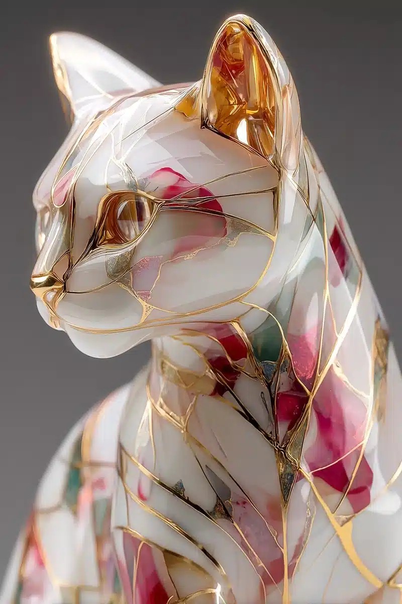 Multicolor Cat Portrait Resin