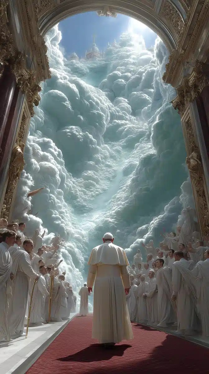 Surreal Pope Francis Ascending