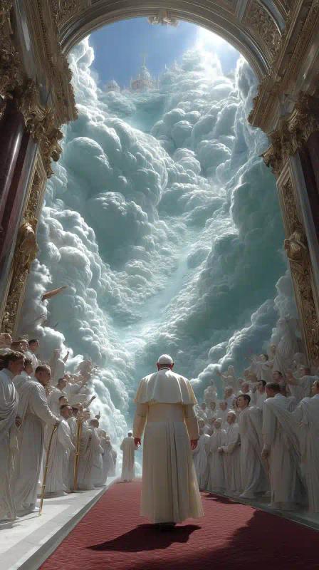 Surreal Pope Francis Ascending