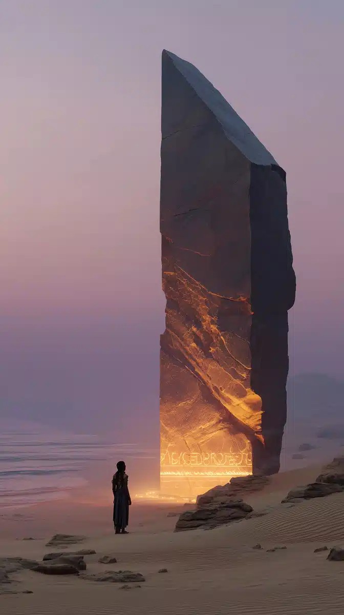 Ethereal Woman and Monolith