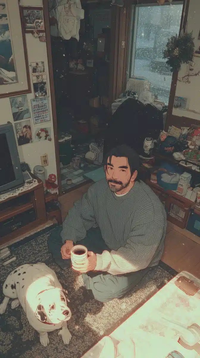 Anime Man with Dalmatian