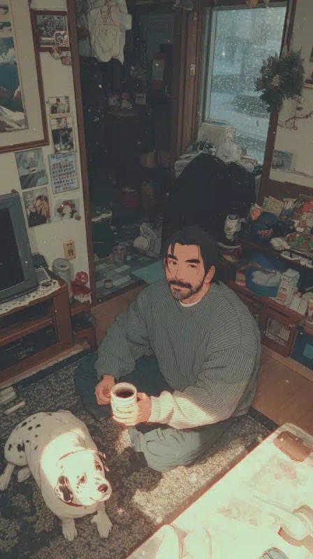 Anime Man with Dalmatian