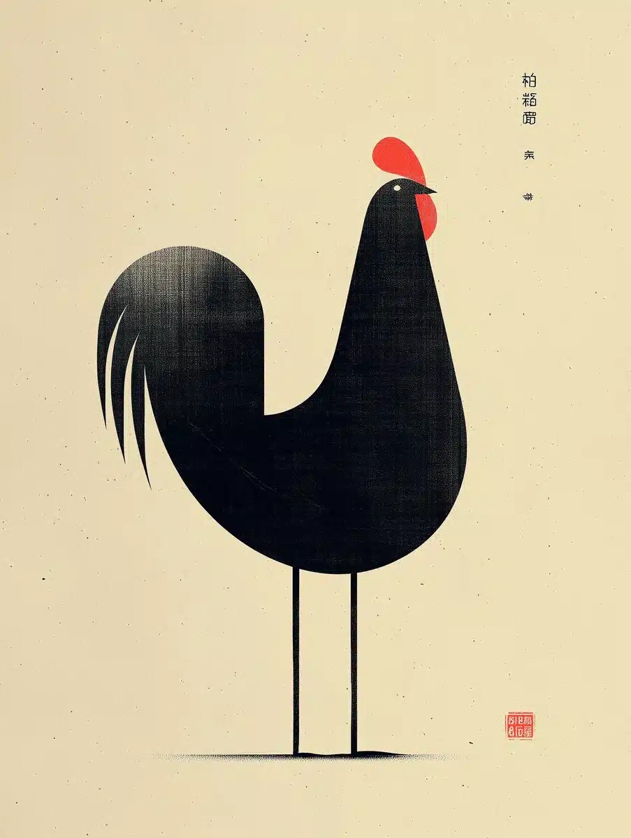 Minimalist Typography Rooster