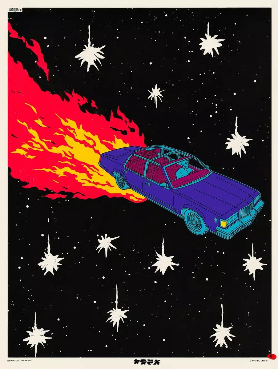 Vintage Rocket Car Poster