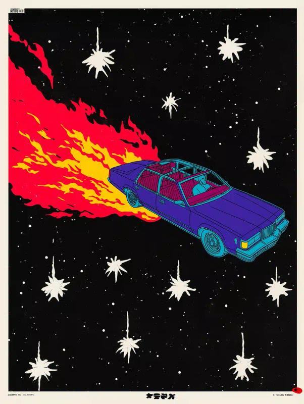 Vintage Rocket Car Poster