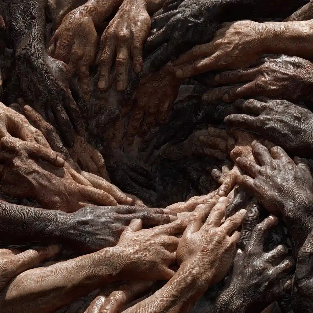 Interlocking Hands Spiral Photorealism