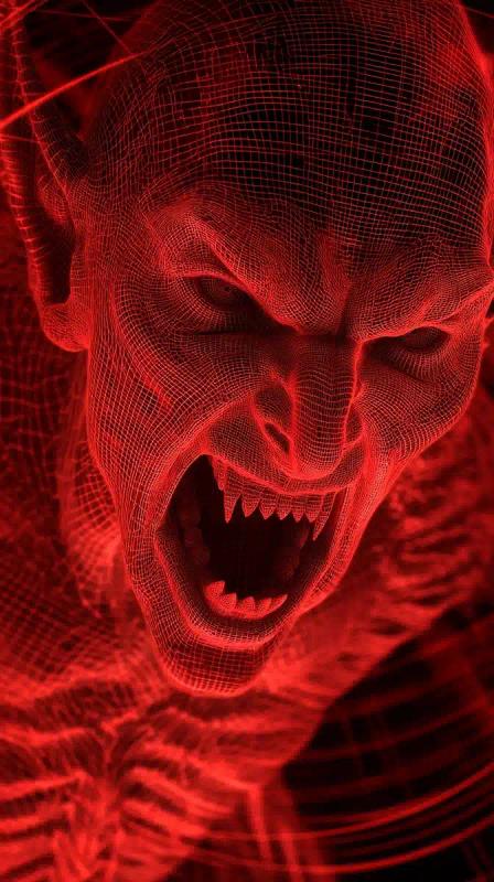 Wireframe Vampire in Red Light