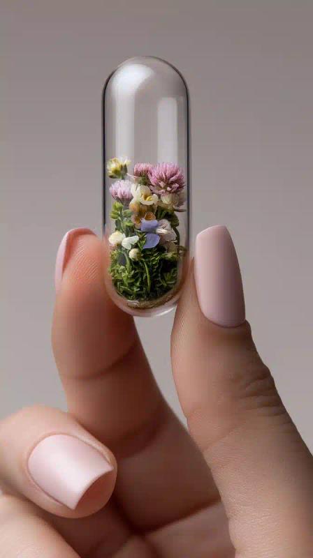 Glass Capsule with Flowers