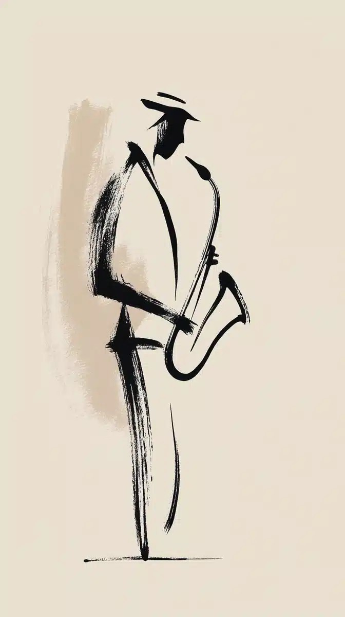 Saxophonist Silhouette in Coffee Tones
