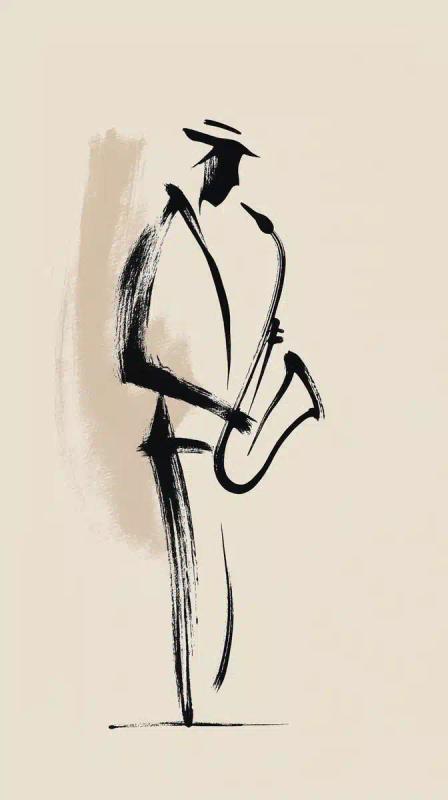 Saxophonist Silhouette in Coffee Tones