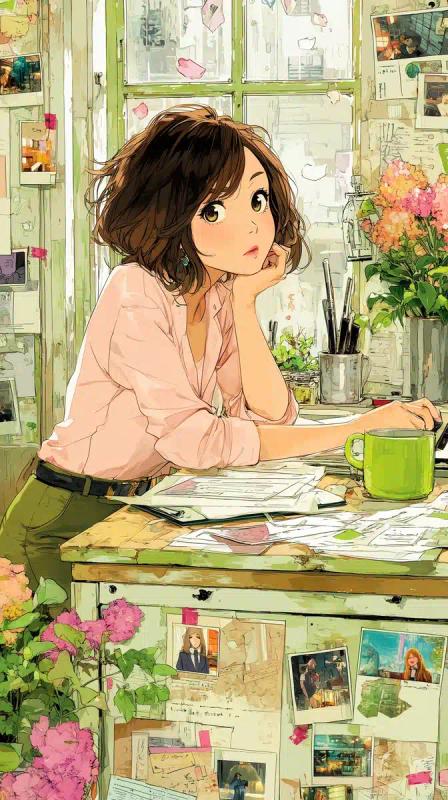 Mature Woman in Anime Style