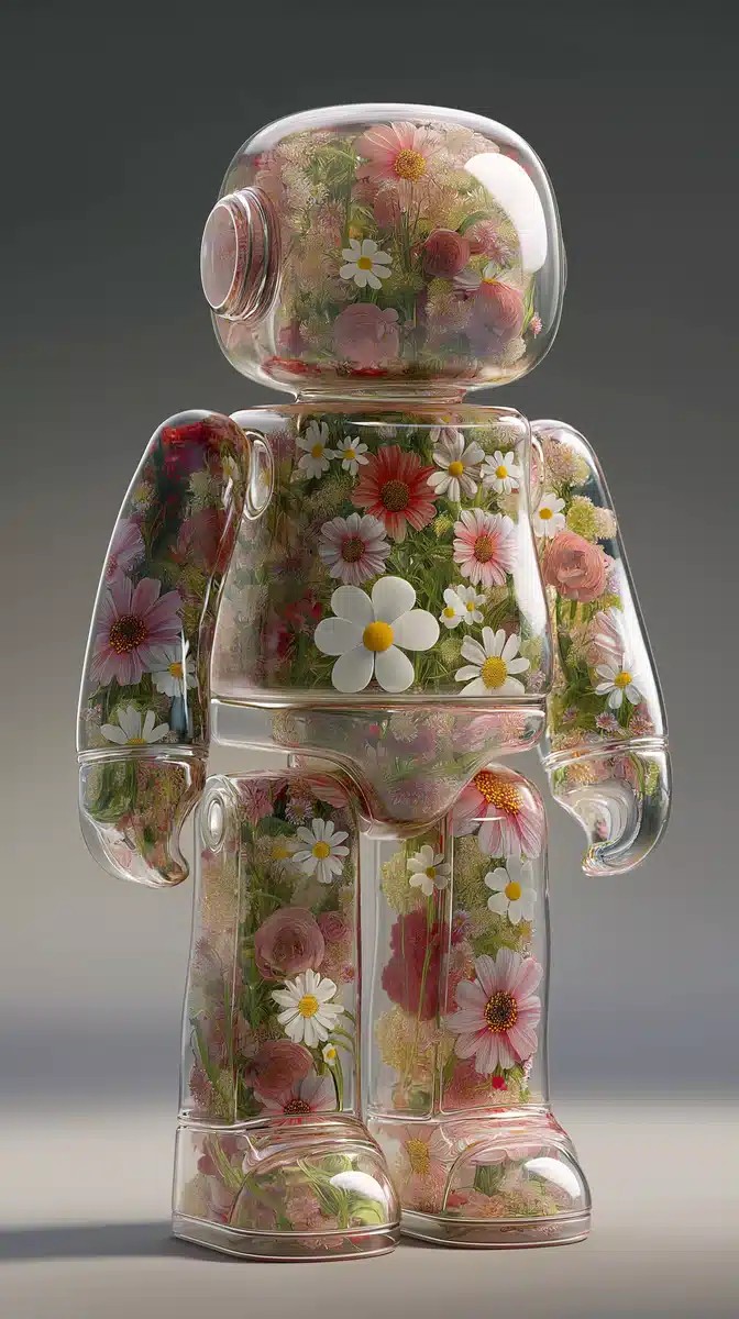 Floral-Filled Transparent Robot