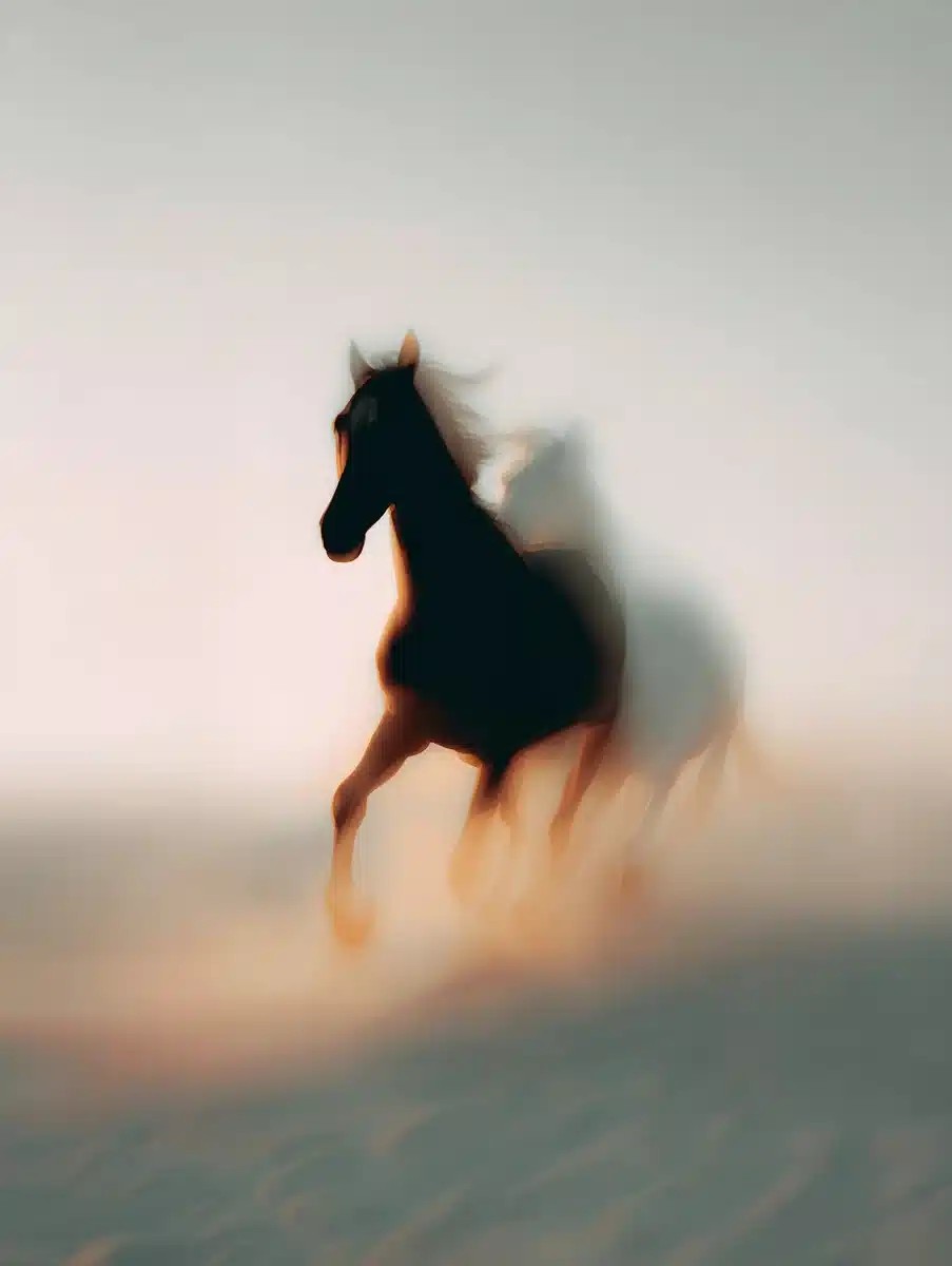 Blurred Galloping Horse in Sepia