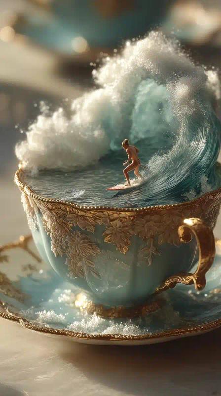 Surreal Teacup Ocean Storm