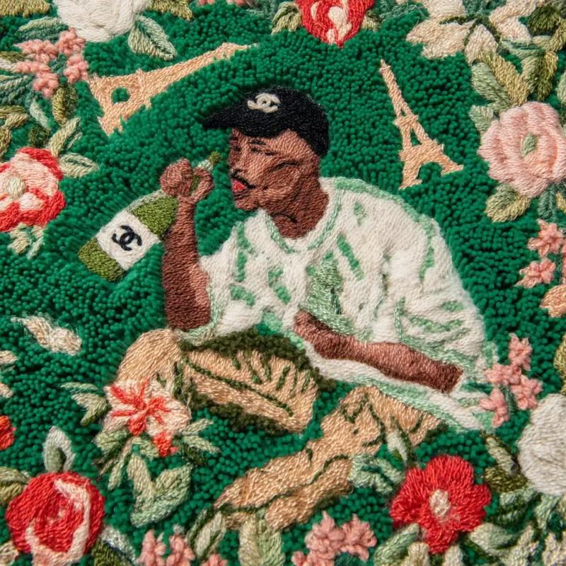 Embroidered Carpet with Man